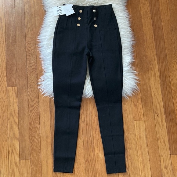 Zara Pants - Zara High-Waist Button Detail Thick Ponte Skinny Leggings